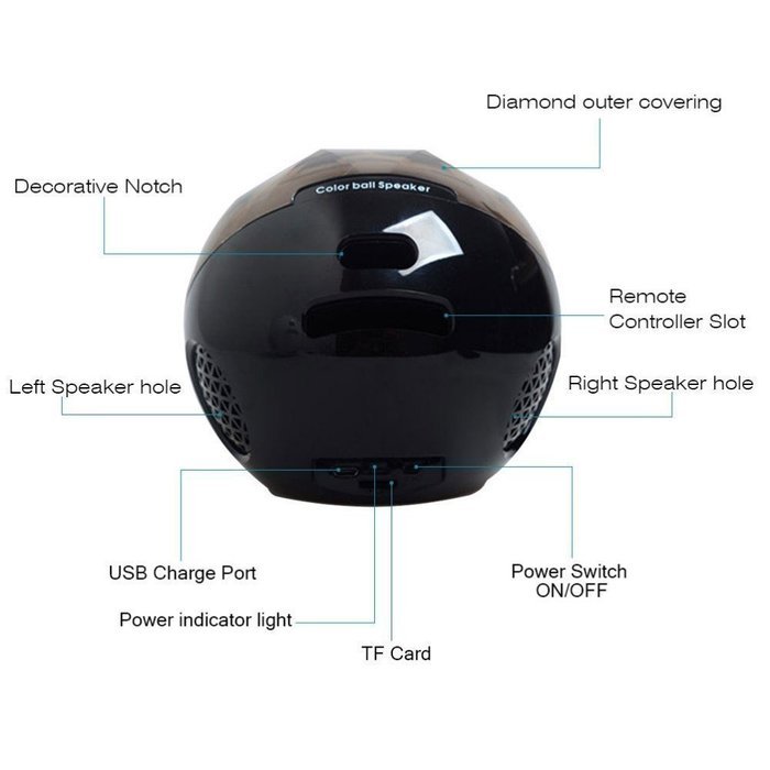 Bluetooth Speaker, YKSH Wireless Portable Color Ball Music Speaker with LED Lights and Multifunctional Remote... N4