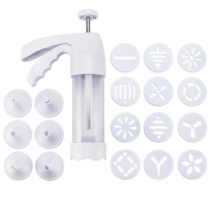 Cookie Press Kit - Food-grade Plastic Cookie Gun Set with 12 Discs and 6 Icing Tips - by SveBake