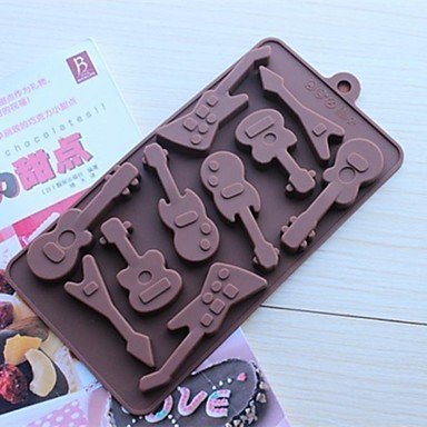 Party Supplies 10 Hole Guitar Shape Cake Ice Jelly Chocolate Molds,Silicone 15~14.5~1.5 CM(6.0~5.8~0.6 INCH) by...