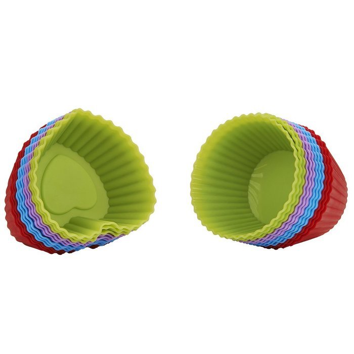 Chefaith 24-Pcs Reusable Silicone Baking Cups, Cupcake Liners, Muffin Cups [12 Heart-Shaped & 12 Round Cups, Each... N6