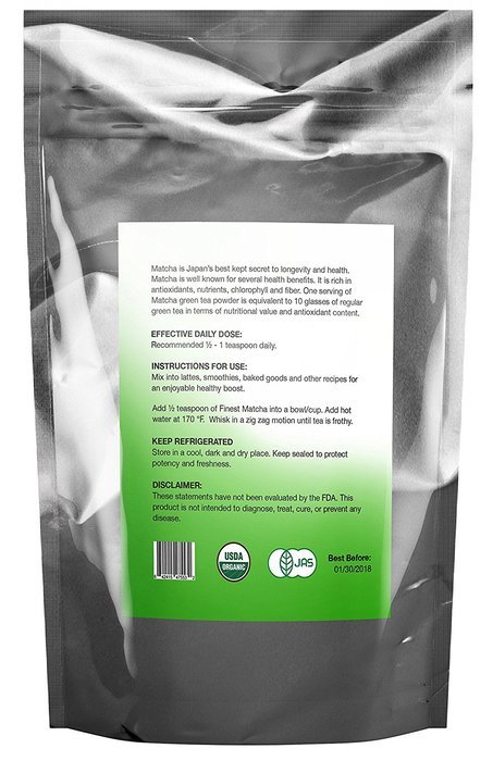 Finest Matcha Green Tea Powder, 100% Organic Premium Japanese Matcha - Fat Burner, Energy Booster, 137 x Antioxidants... N7