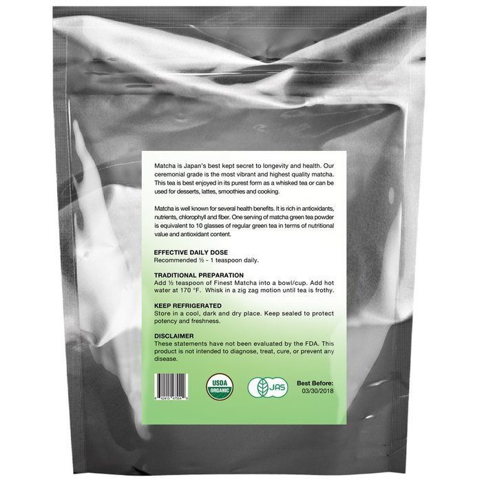 Finest Matcha Green Tea Powder, 100% Organic Premium Japanese Matcha - Fat Burner, Energy Booster, 137 x Antioxidants... N14