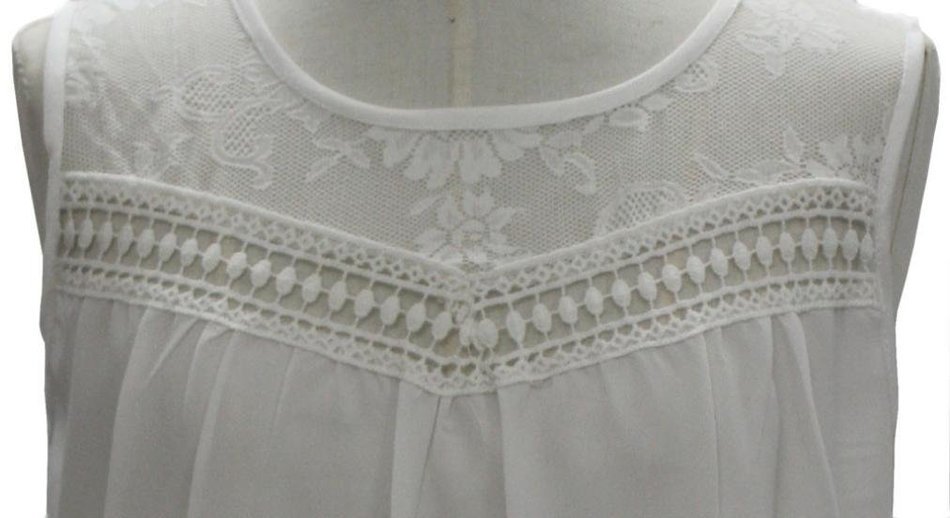AIMTOPPY Women Summer Lace Splice Chiffon Casual Vest Top Sleeveless Blouse Casual Tank Tops (S, White) N4