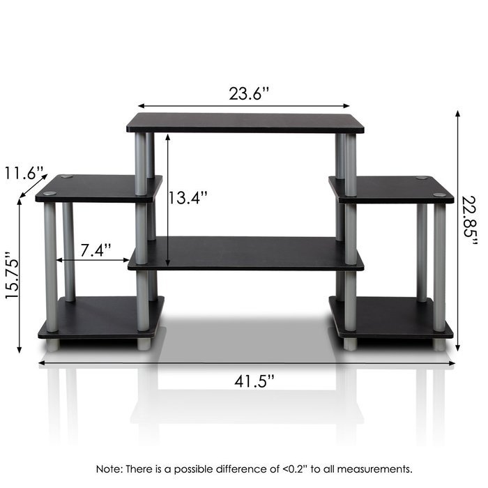 Furinno 11257BK/GY Turn-N-Tube No Tools Entertainment TV Stands, Black/Grey N2