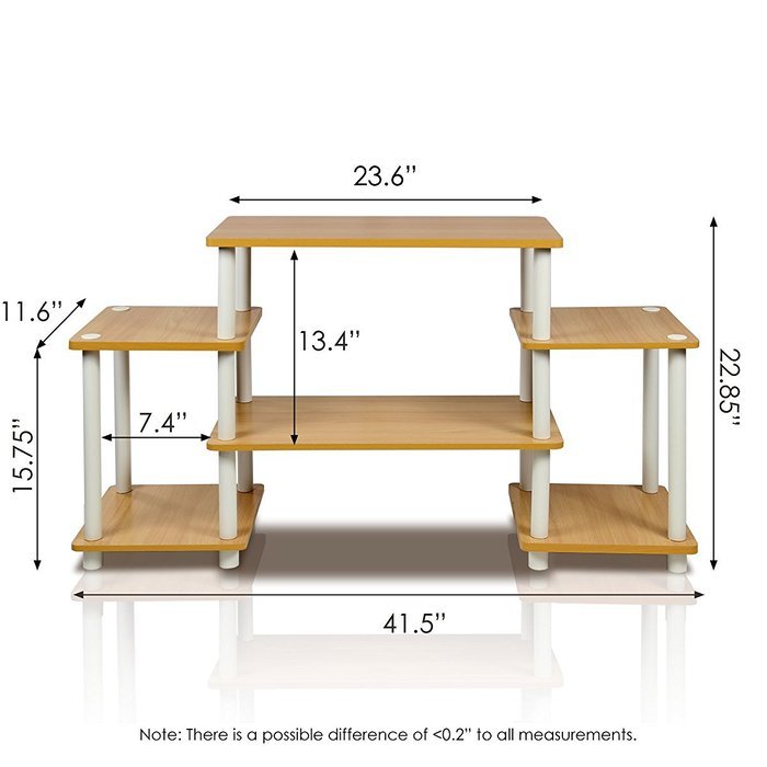 Furinno 11257BK/GY Turn-N-Tube No Tools Entertainment TV Stands, Black/Grey N6