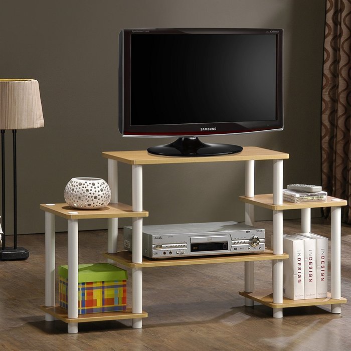 Furinno 11257BK/GY Turn-N-Tube No Tools Entertainment TV Stands, Black/Grey N7