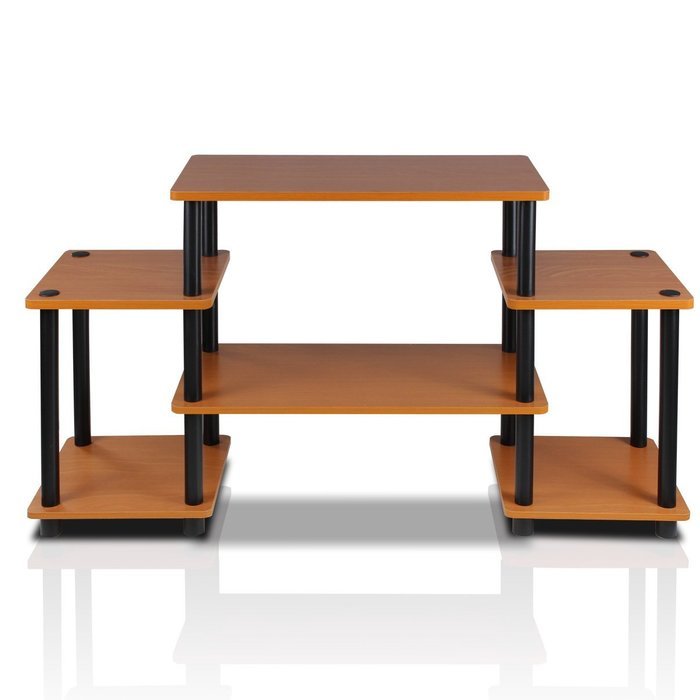Furinno 11257BK/GY Turn-N-Tube No Tools Entertainment TV Stands, Black/Grey N9