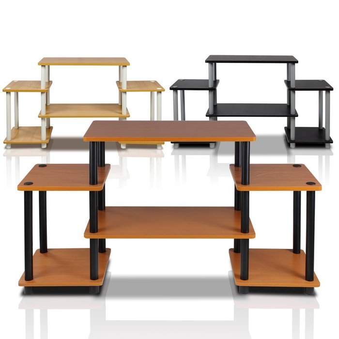 Furinno 11257BK/GY Turn-N-Tube No Tools Entertainment TV Stands, Black/Grey N12