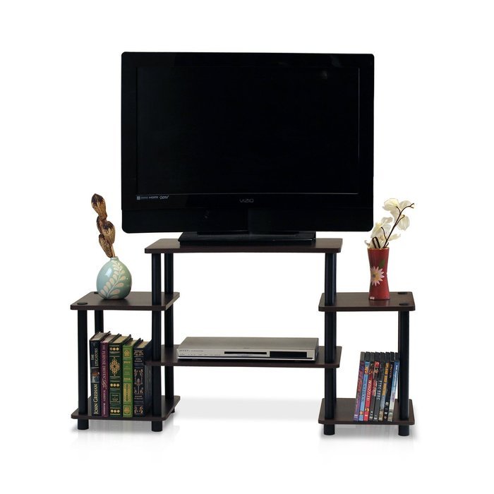 Furinno 11257BK/GY Turn-N-Tube No Tools Entertainment TV Stands, Black/Grey N14
