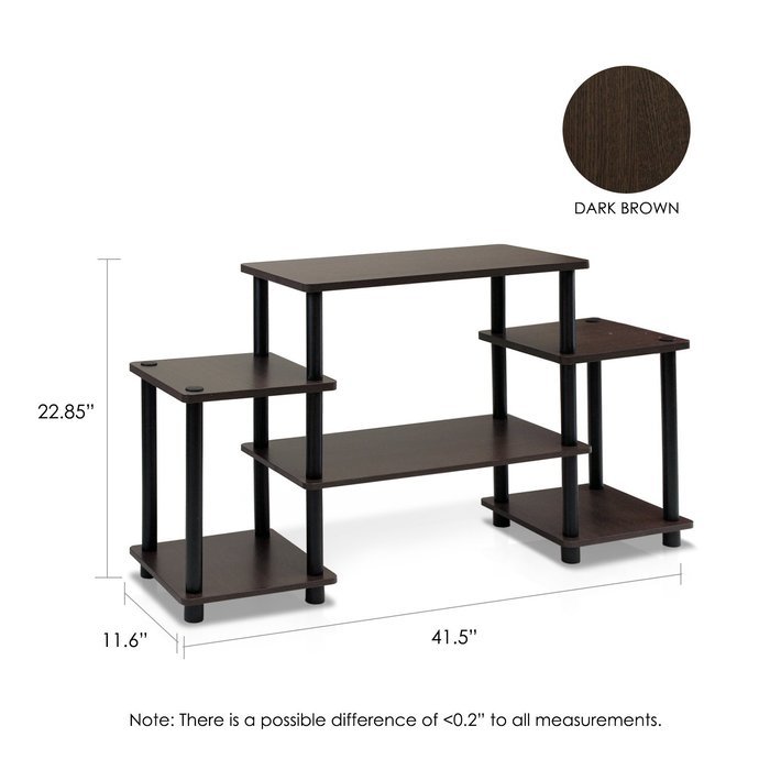 Furinno 11257BK/GY Turn-N-Tube No Tools Entertainment TV Stands, Black/Grey N15