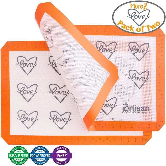 Silicone Nonstick Baking Mats, 2 Pack, With Measurements | FREE Recipe eBook by Artisan Cooking Supply | Nontoxic... N2