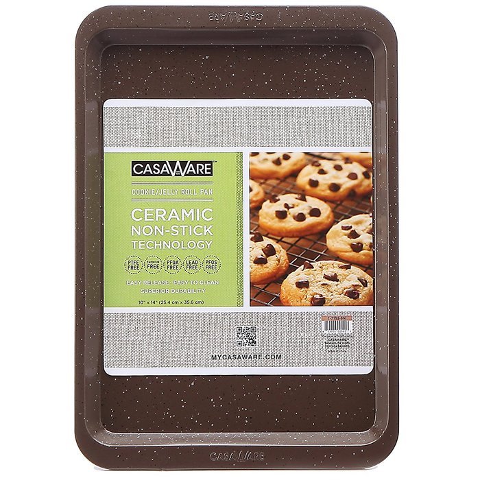 casaWare Ceramic Coated NonStick Cookie/Jelly Roll Pan (10 X 14-Inch, Silver Granite) N3