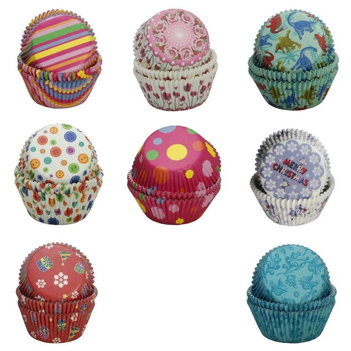 SophieBella 200-Count 8-Styles-Assorted Baking-Cups Muffin-Liners Style-C for Wedding Holiday Party