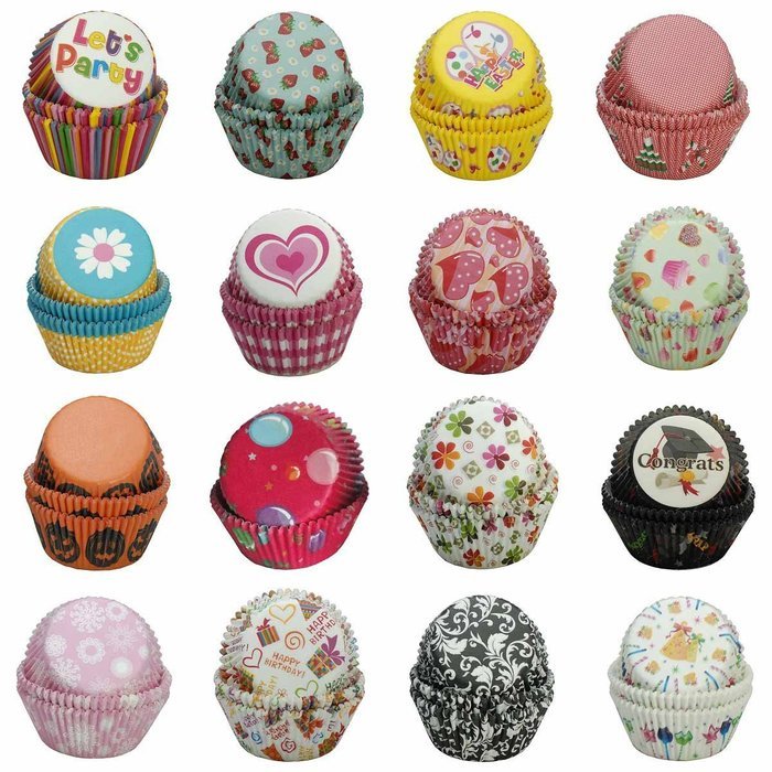 SophieBella 200-Count 8-Styles-Assorted Baking-Cups Muffin-Liners Style-C for Wedding Holiday Party N8