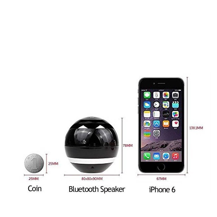 Unbruvo Speaker Mini Portable Wireless Handsfree Built-in Mic for iPhone Samsung - Black N4