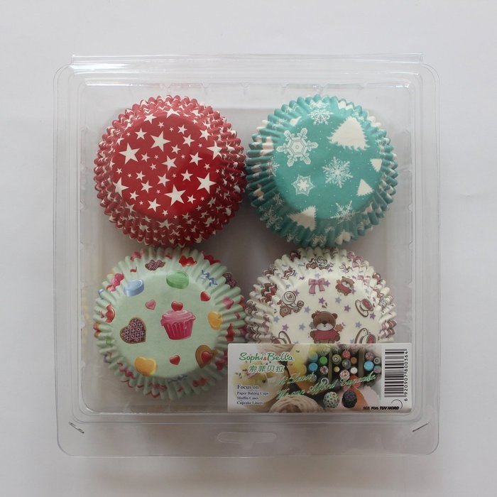 SophieBella 200-Count 8-Styles-Assorted Baking-Cups Muffin-Liners Style-C for Wedding Holiday Party N13