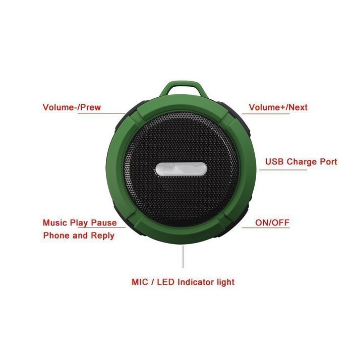 Hipipooo Portable Waterproof Bluetooth 3.0 5W Wireless Bluetooth Speakers C6 Stereo Sound box for Phones Computer... N22