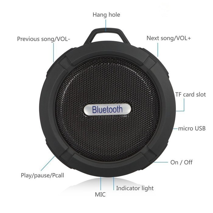Hipipooo Portable Waterproof Bluetooth 3.0 5W Wireless Bluetooth Speakers C6 Stereo Sound box for Phones Computer... N25