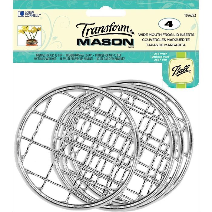 Loew-Cornell Frog Wide Mouth Transform Mason Ball Lid Inserts, 4-Pack