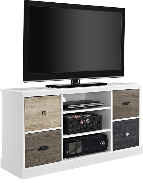 Altra Mercer 50" TV Console with Multicolored Door Fronts, White N2