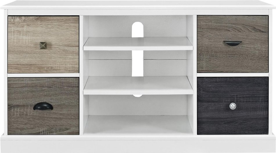 Altra Mercer 50" TV Console with Multicolored Door Fronts, White N3