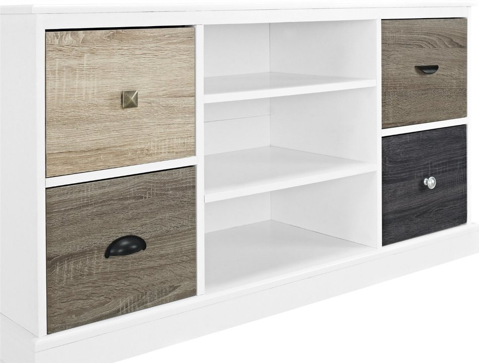 Altra Mercer 50" TV Console with Multicolored Door Fronts, White N5