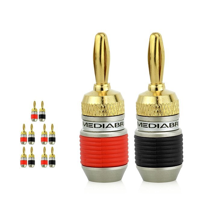 Mediabridge Banana Plugs - Corrosion-Resistant 24K Gold-Plated Connectors - 12 Pair/24 Banana Plugs (Part# SPC-BP2... N12