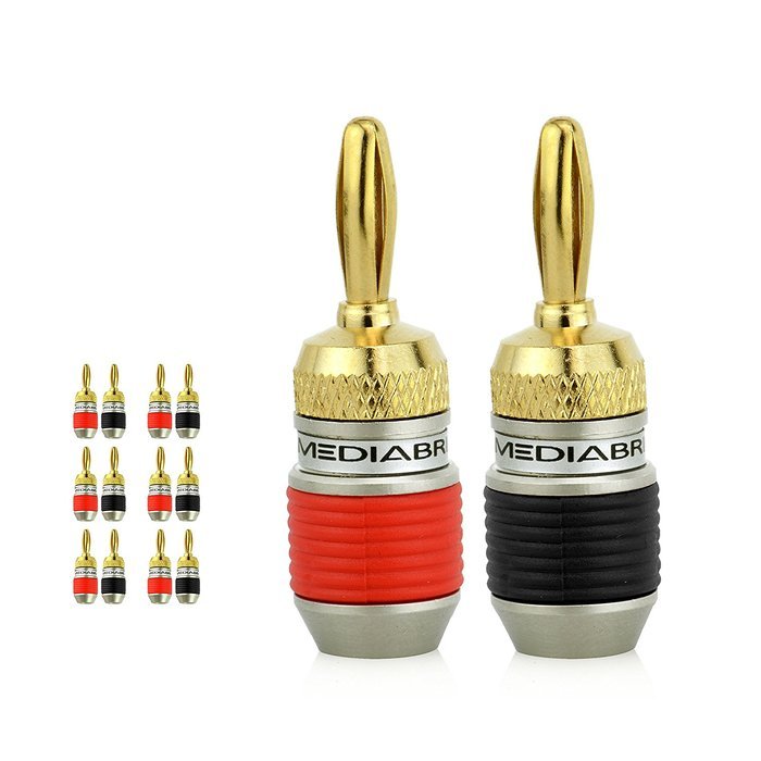 Mediabridge Banana Plugs - Corrosion-Resistant 24K Gold-Plated Connectors - 12 Pair/24 Banana Plugs (Part# SPC-BP2... N17