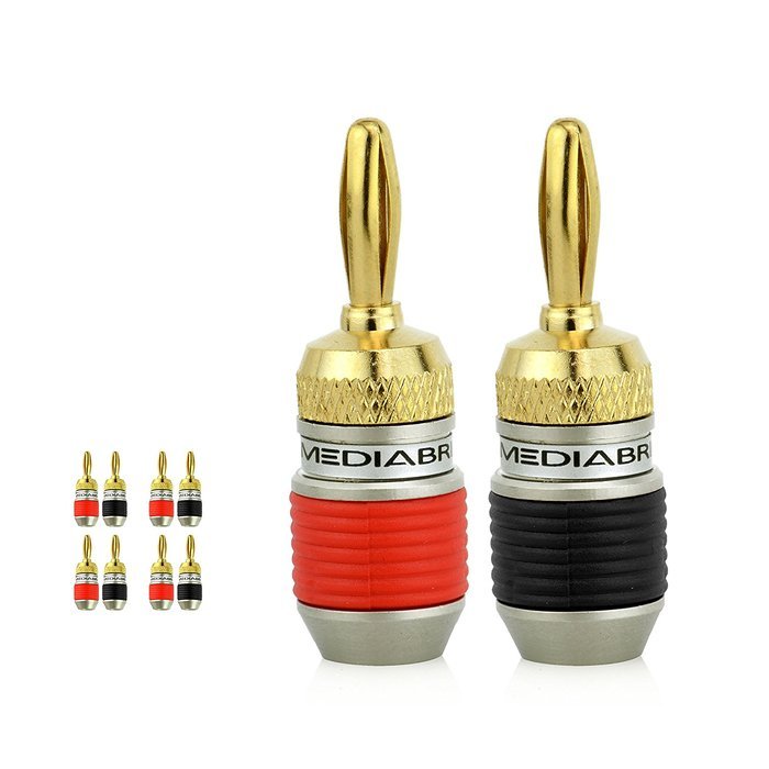 Mediabridge Banana Plugs - Corrosion-Resistant 24K Gold-Plated Connectors - 12 Pair/24 Banana Plugs (Part# SPC-BP2... N18