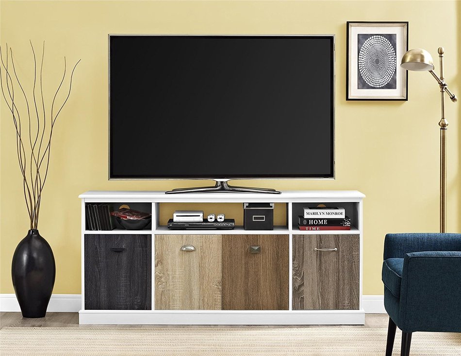 Altra Mercer 50" TV Console with Multicolored Door Fronts, White N56
