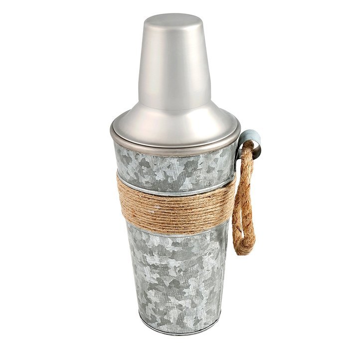 Cambridge Silversmiths Shiloh Galvanized and Rope Shaker, 24 oz, Stainless Steel