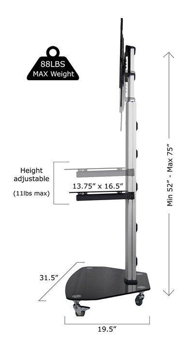 VIVO TV Cart for LCD LED Plasma Flat Panels Stand with Wheels Mobile fits 37" to 70" (STAND-TV02D) N2