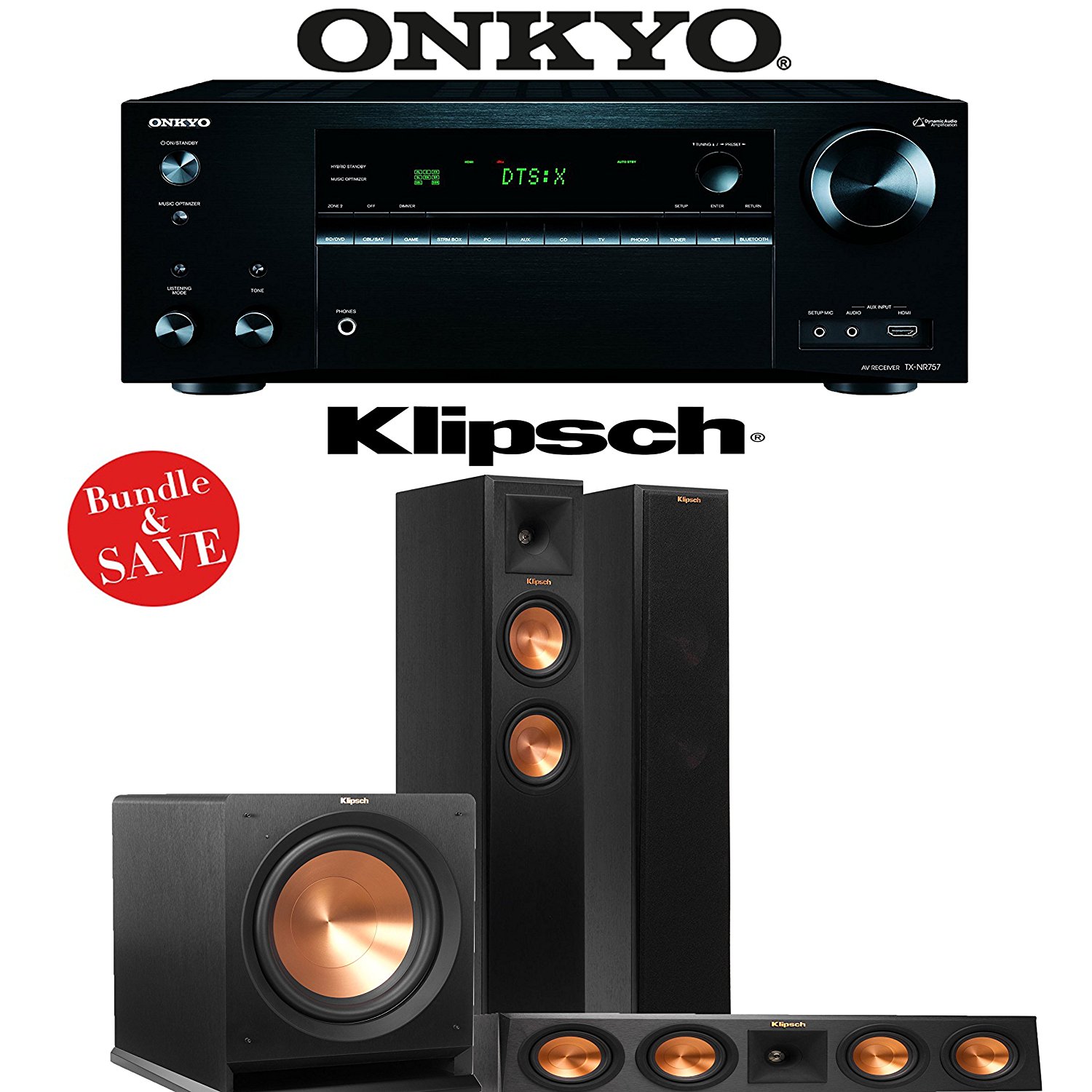 Onkyo TXNR757 7.2Channel Network A/V Receiver + Klipsch RP250F