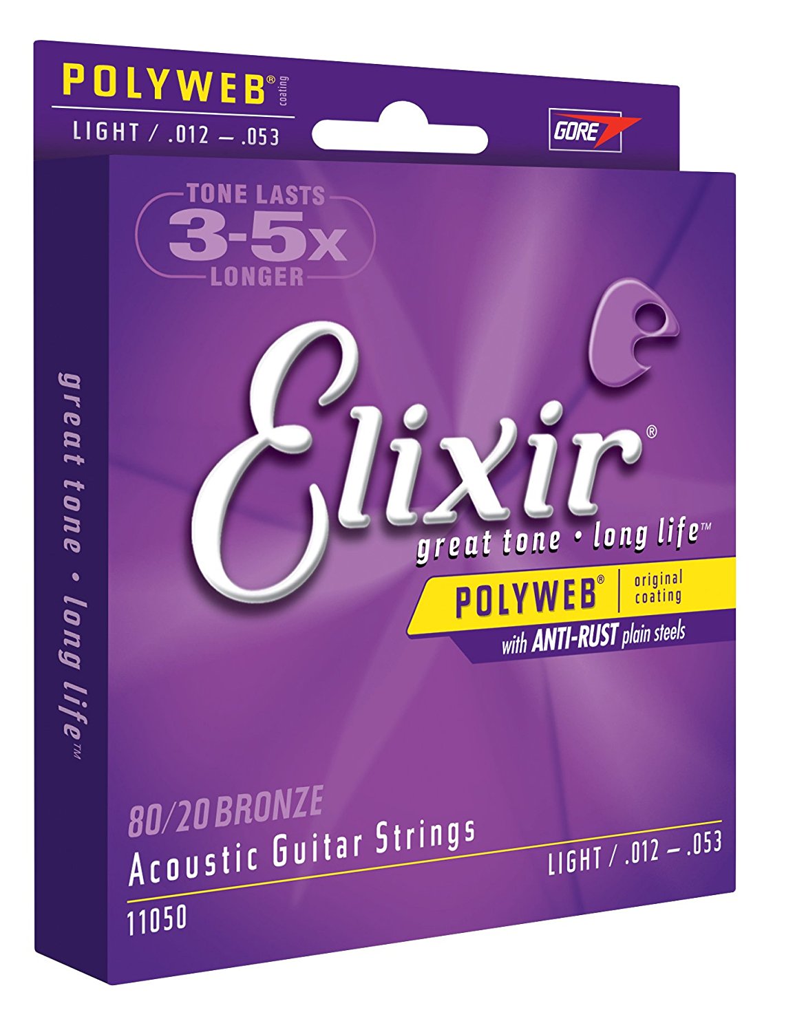 Elixir Strings 80/20 Bronze Acoustic Guitar Strings w POLYWEB Coating ...