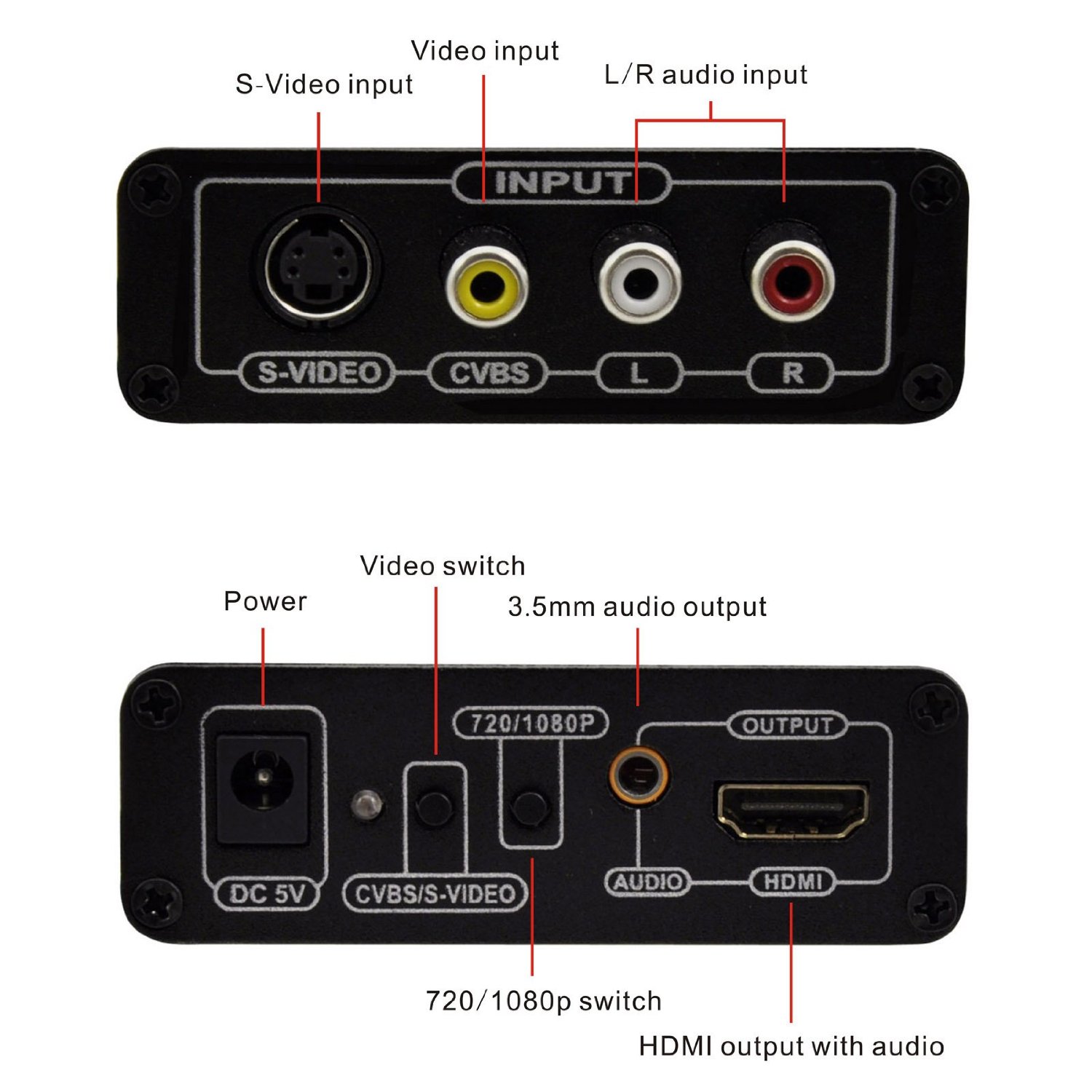 Tendak 3RCA AV CVBS Composite & S-Video R/L Audio to HDMI Converter ...