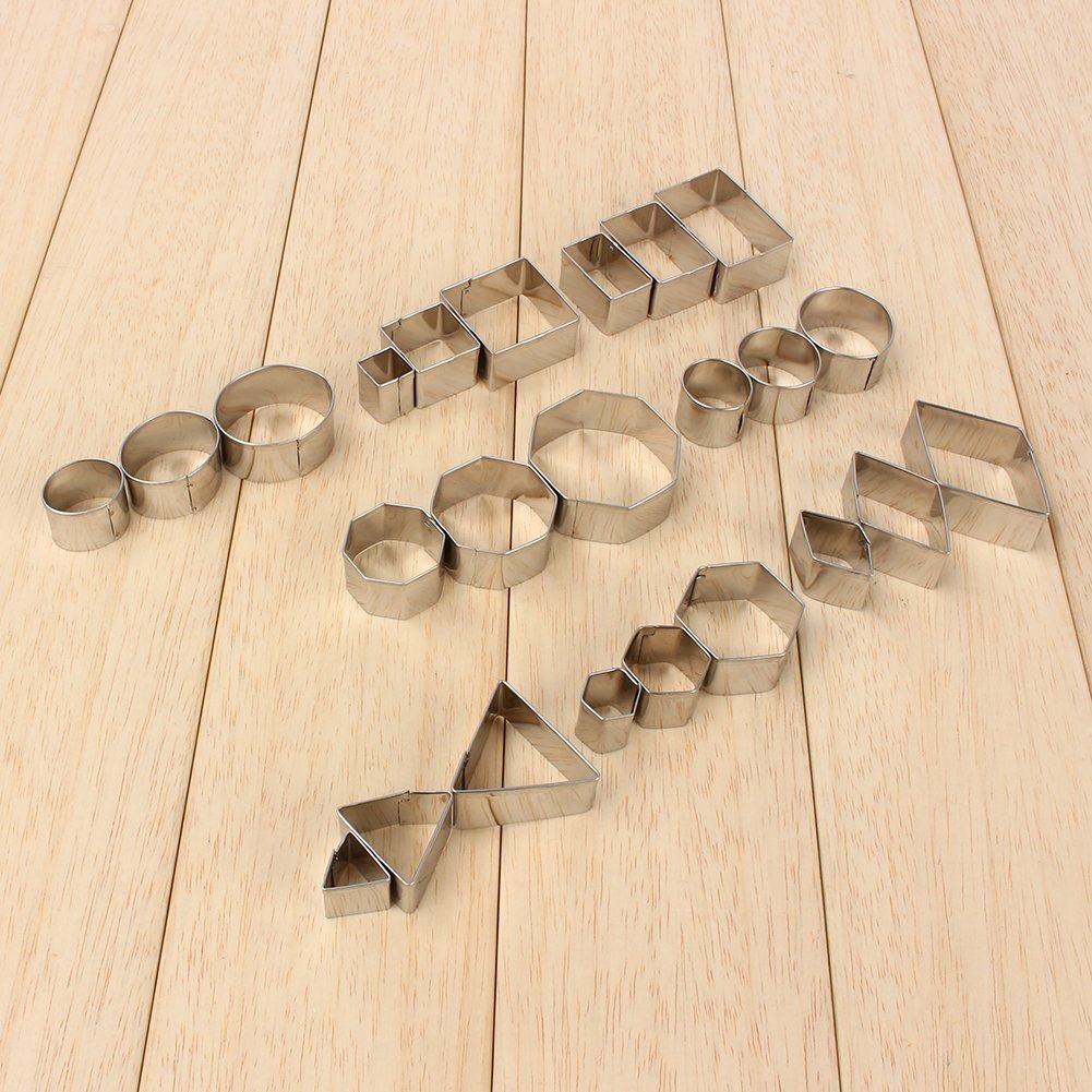 Yosoo 24pcs Geometric Shape Cookie Cutters Set - Stainless Steel ...