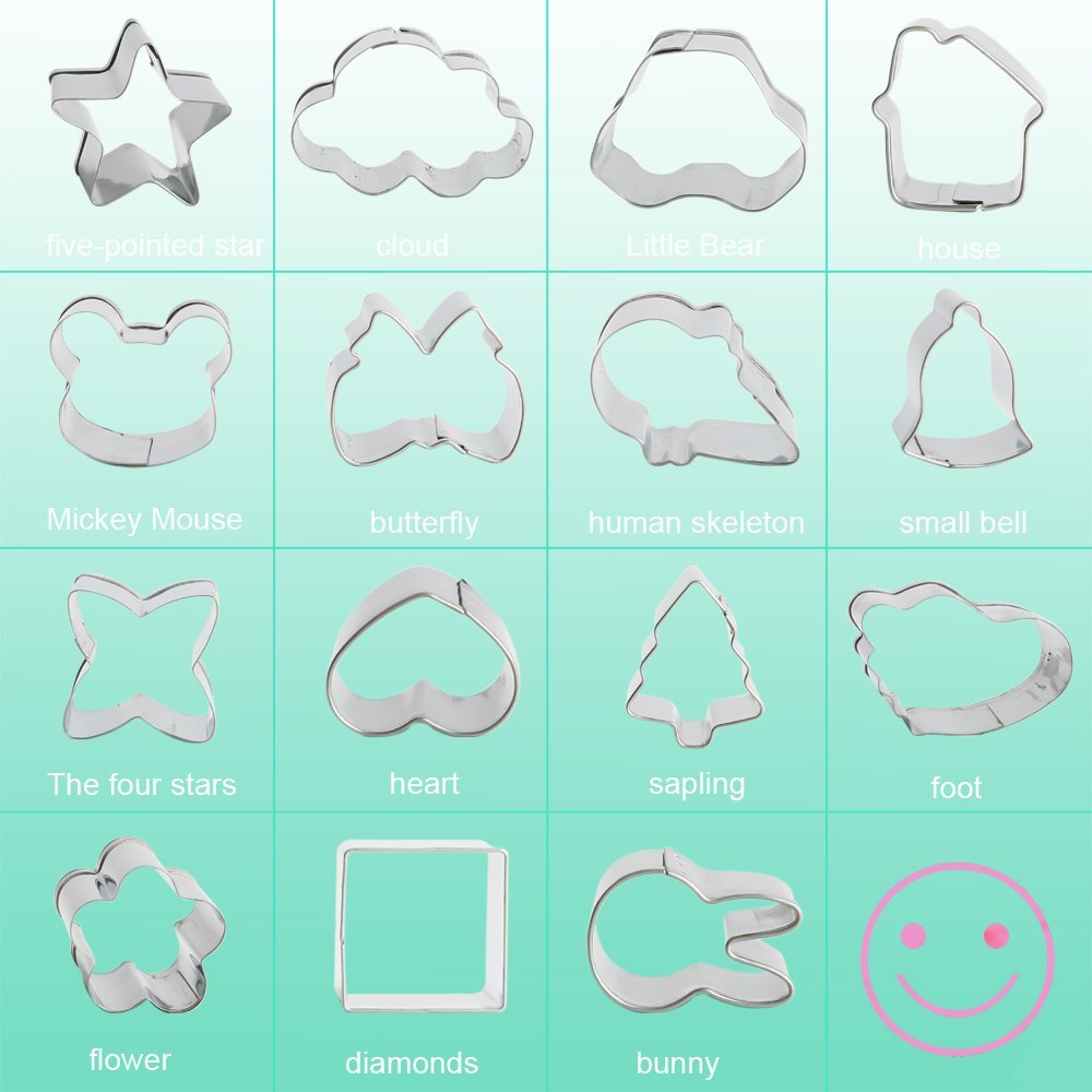 UBLISS Biscuit Fruit Cutter Shapes Set (15 Piece) - Mini Cookie Cutters ...