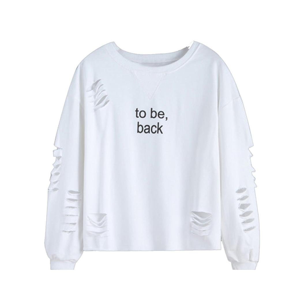 AIMTOPPY Women Letters Printed Round Neck Long Sleeve Cotton Shirt ...