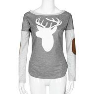 AIMTOPPY Fashion Women Long Sleeve Deer Printed Shirt Casual Blouse Loose Tops T Shirt (S, Grey) N3