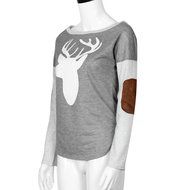 AIMTOPPY Fashion Women Long Sleeve Deer Printed Shirt Casual Blouse Loose Tops T Shirt (S, Grey) N4