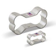 Ann Clark Dog Bone Cookie Cutter Set - 2 Piece - 2" &amp; 3 3/4" - Tin Plated Steel