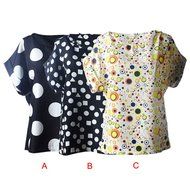 AIMTOPPY Fashion Women Flower Printed Casual Blouses Tropical Chiffon short sleeves Tops (S, B) N2