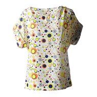 AIMTOPPY Fashion Women Flower Printed Casual Blouses Tropical Chiffon short sleeves Tops (S, B) N3