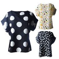 AIMTOPPY Fashion Women Flower Printed Casual Blouses Tropical Chiffon short sleeves Tops (S, B) N4