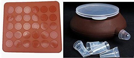 J&amp;D Life Silicone Macaron Baking Sheet Mat Set KS46 (30 Capacity (round)+Decorating Pen)