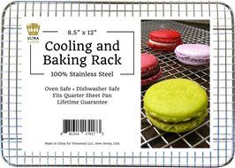Ultra Cuisine 100% Stainless Steel Wire Cooling Rack for Baking fits Half Sheet Pans Cool Cookies, Cakes, Breads... N9