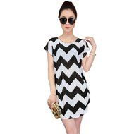 AIMTOPPY Fashion Women Short Sleeves Loose Print Mini Dress T Shirt Blouse (free size, Green) N3