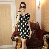 AIMTOPPY Fashion Women Short Sleeves Loose Print Mini Dress T Shirt Blouse (free size, Green) N7