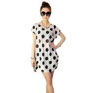 AIMTOPPY Fashion Women Short Sleeves Loose Print Mini Dress T Shirt Blouse (free size, Green) N14