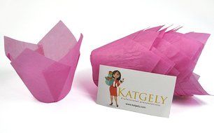 Katgely Pink Tulip Cupcake Liner Medium Height 2.5 to 3.5 Inches Tall (Pack of 200)